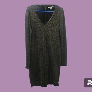 Michael Kors glitter holidays Christmas v-neck dress in black and gold size larg